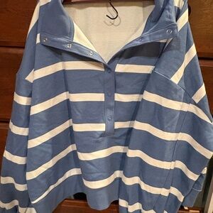 Blue and White Striped Pullover